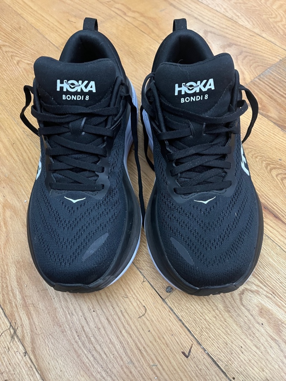 Hoka Bondi 8 Black with White Logo
